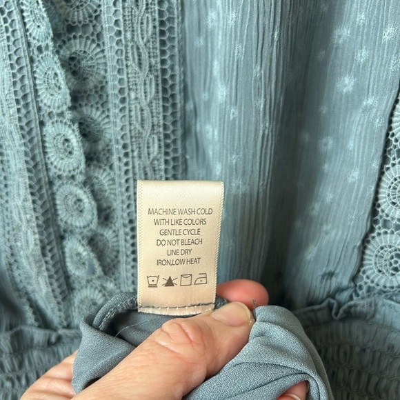 MAX STUDIO Jacquard Dot Lace Trim Maxi Dress in Emerald Size M - Picture 9 of 14